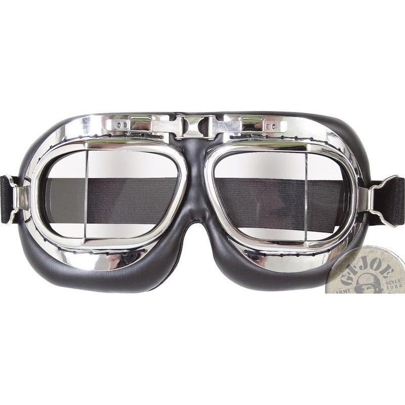PILOT GOOGLES WWII STYLE SILVER COLOUR