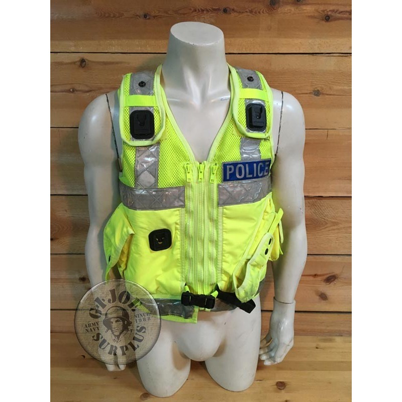 BRITISH POLICE HIGH VISIBILITY TACTICAL VEST "ARKTIS" WITH POLICE PLATES USED /COLLECTORS ITEM
