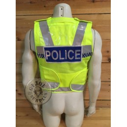 SOLD!!! BRITISH POLICE HIGH VISIBILITY TACTICAL VEST "ARKTIS" WITH POLICE PLATES USED /COLLECTORS ITEM