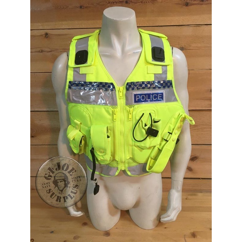 SOLD!!! BRITISH POLICE HIGH VISIBILITY TACTICAL VEST "ARKTIS" WITH POLICE PLATES USED /COLLECTORS ITEM