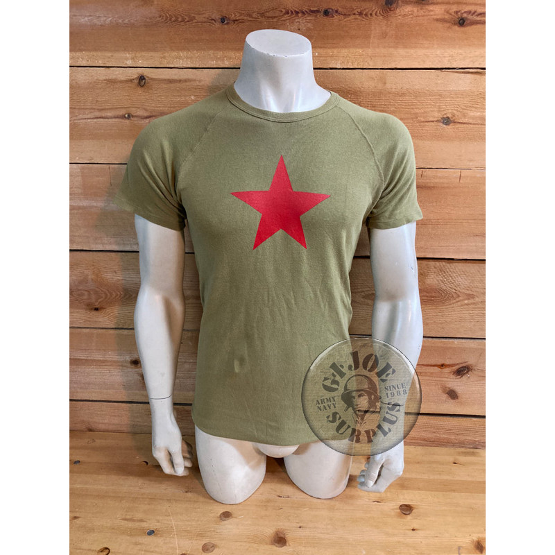 SELLING AT STORE!!! RECYCLED AND PRINTED RAGLAN  ARMY  T/SHIRTS "RED STAR"