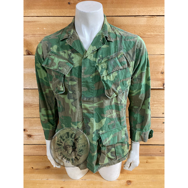 NAM 1969!!! CHAQUETILLA 4 BOLSILLOS US ARMY "JUNGLE FATIGUES" CAMO ERDL SMALL REGULAR