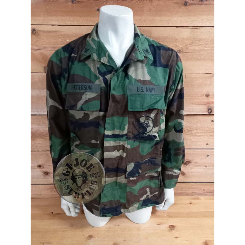 SEABEES USN!!! CHAQUETILLA BDU WOODLAND "US NAVY SEABEES" LARGE REGULAR