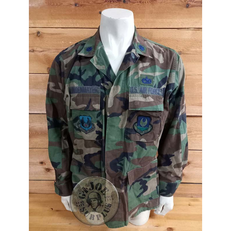 PIEZA UNICA!!! CHAQUETILLA BDU WOODLAND RIPSTOP USAF "29TH INTELLIGENCE SQUADRON" LARGE X-LONG