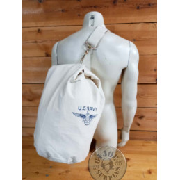 WHITE COTTON DUFFLE BAG "US NAVY"