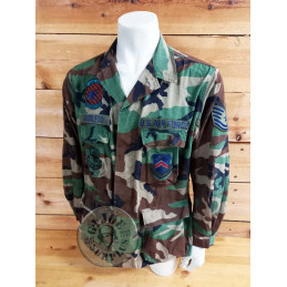 PIEZA UNICA!!! CHAQUETILLA BDU WOODLAND RIPSTOP USAF "29TH INTELLIGENCE SQUADRON" LARGE X-LONG
