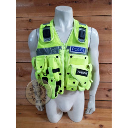 PIEZA UNICA!!! CHALECO TACTICO ALTA VISIBILIDAD POLICIA BRITANICA "ARKTIS" CON FUNDAS y PARCHES USADO