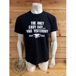 CAMISETA M/CORTA ALGODON AZUL "NAVY SEALS THE ONLY EASY DAY"