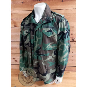 PEÇA UNICA!!! JAQUETA M65 CAMUFLATGE WOODLAND MEDIUM LONG AMB PEGATS