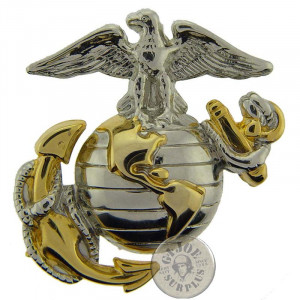 INSIGNIAS METALICAS GORRA US MARINE CORPS PLATA