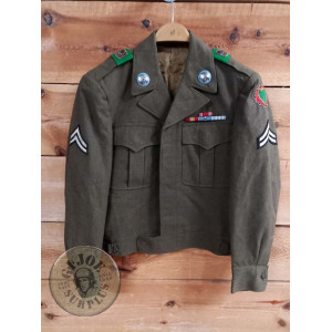 COLLECTORS WW2!!! US WWII IKE JACKET "8TH ARMORED DIVISION" FULLY DECORATED 36R KOREA!!! US WWII M1944 IKE JACKET "HAWAIAN DIVIS