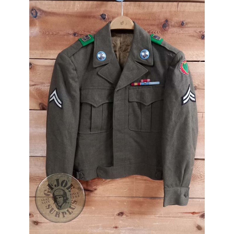 COLLECTORS WW2!!! US WWII IKE JACKET "8TH ARMORED DIVISION" FULLY DECORATED 36R KOREA!!! US WWII M1944 IKE JACKET "HAWAIAN DIVIS