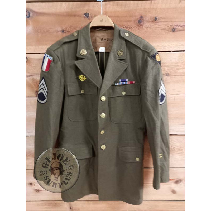 US ARMY WW2 1942!!! COAT WOOL JACKET "83rd DIVISION FRENCH STAFF SERGEANT" 42L