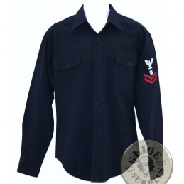 CAMISA M/LARGA US NAVY SERVICIO LANA NEGRA CON PARCHES USADAS