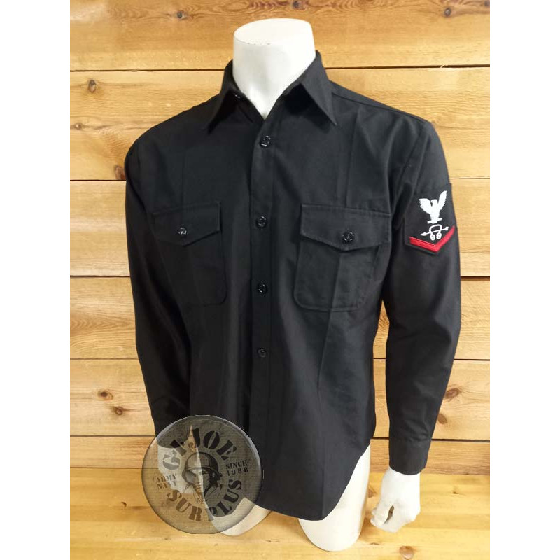 US NAVY WORK UNIFORM LONG SLEEVE SHIRT WITH PATCHES