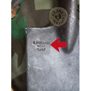 WH 1943!!! GERMAN M35 SHOVEL 1943 WITH SWISS SHOVEL POUCH DATED 1944