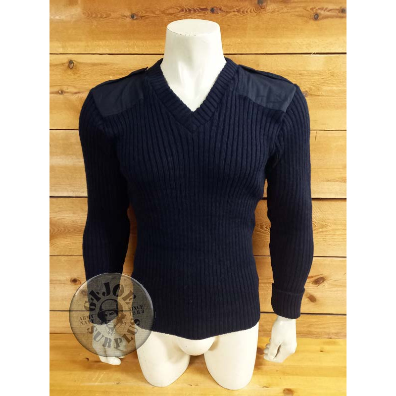 SOLO TIENDA!!! JERSEY REFUERZOS PICO NAVY BRITANICA "WOOLY POOLY 100% LANA" USADOS