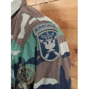 SPECIAL FORCES!!! US ARMY WOODLAND BDU JACKET MEDIUM LONG WITH PATCHES