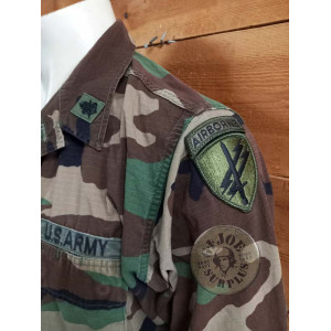 SPECIAL FORCES!!! JAQUETA BDU WOODLAND "SPECIAL FORCES SCHOOL" MEDIUM LONG PEÇA UNICA!!! JAQUETA BDU WOODLAND "TINENT CORONEL" L