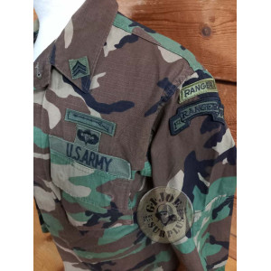 PEÇA UNICA!!! JAQUETA BDU WOODLAND "" XSMALL XSHORT RANGER!!! JAQUETA BDU WOODLAND "2ond BATALLION RANGER" SMALL SHORT