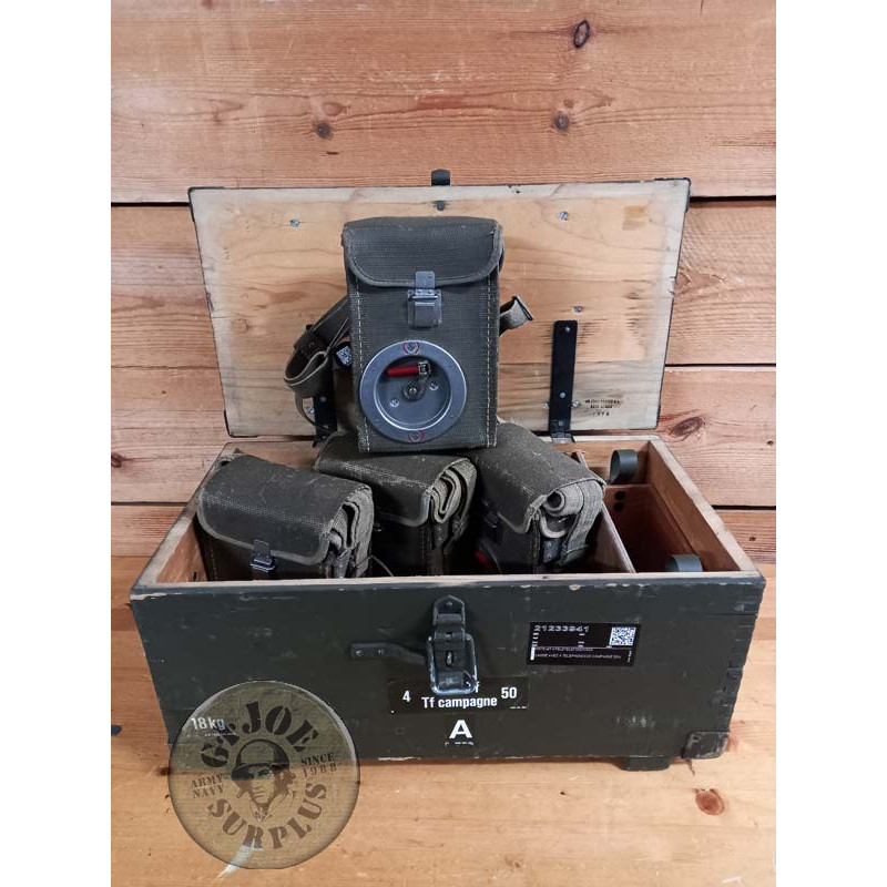 GERMAN ARMY FIELD TELEPHON "SELZ-OB" USED SWISS ARMY FIELD TELEPHON "FELDTELEPHONE 50" PAIR OF SWISS ARMY FIELD TELEPHON "FELDTE