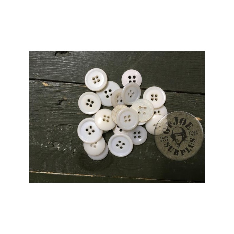 ARMY WHITE PLASTIC BUTTONS X20