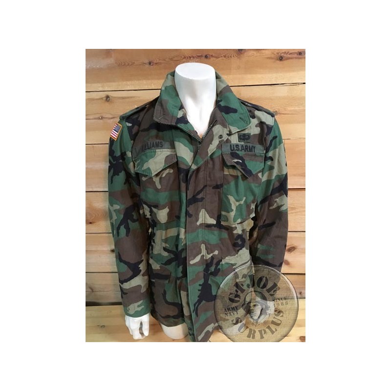 M65 WOODLAND CAMO JACKET "US ARMY 1st ARMORED DIVISION OLD IRONSIDES" MEDIUM LONG /UNIQUE PIECE