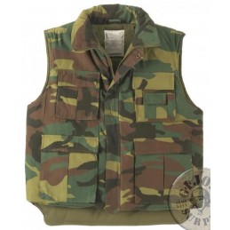 CHALECO ACOLCHADO MULTIBOLSILLOS CAMO WOODLAND